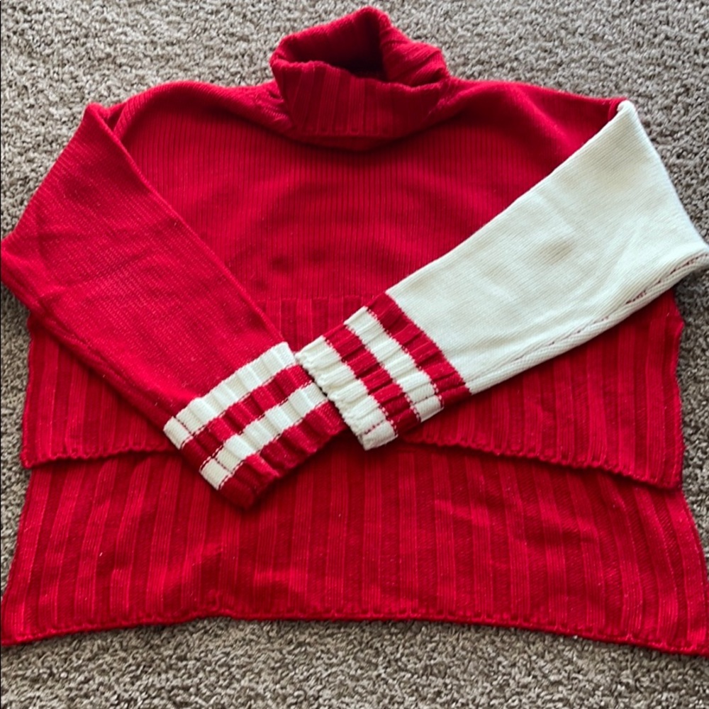 Color-block turtleneck sweater